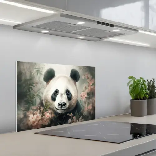 Panda - Dieren - Bloemen - Planten keuken achterwand spatscherm klein -3d_schuin