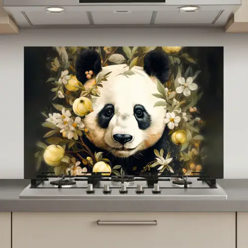 Panda - Pandabeer - Wilde dieren - Natuur - Bloemen keuken achterwand spatscherm klein -3d_website