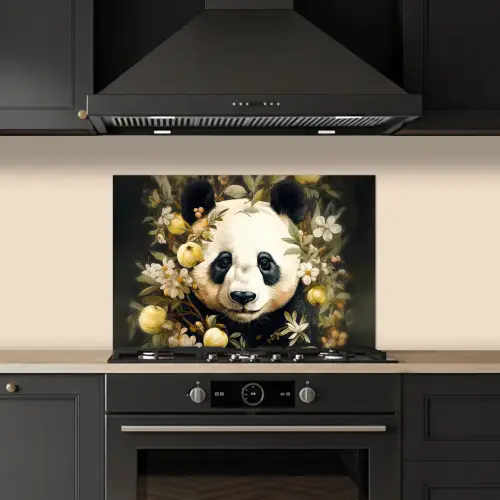Panda - Pandabeer - Wilde dieren - Natuur - Bloemen keuken achterwand spatscherm klein -sfeer1