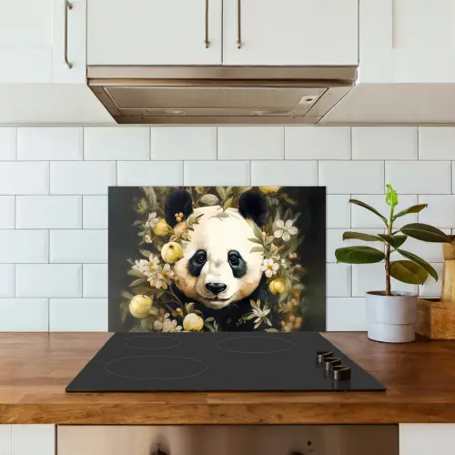 Panda - Pandabeer - Wilde dieren - Natuur - Bloemen keuken achterwand spatscherm klein -sfeer2