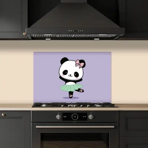 Panda - Paars - Sierlijk - Kawaii keuken achterwand spatscherm klein -sfeer1