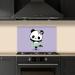 Panda - Paars - Sierlijk - Kawaii keuken achterwand spatscherm klein -sfeer1