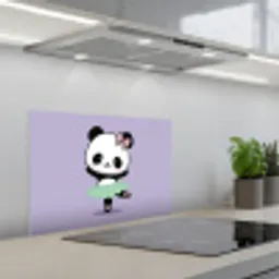 Panda - Paars - Sierlijk - Kawaii keuken achterwand spatscherm klein -3d_schuin