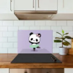 Panda - Paars - Sierlijk - Kawaii keuken achterwand spatscherm klein -sfeer2
