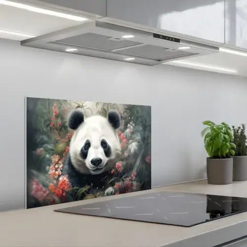 Panda - Wilde dieren - Bloemen - Natuur keuken achterwand spatscherm klein -3d_schuin