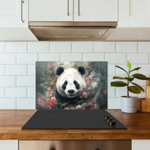 Panda - Wilde dieren - Bloemen - Natuur keuken achterwand spatscherm klein -sfeer2