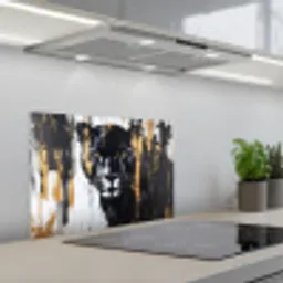 Panter - Zwart - Abstract - Verfstreken keuken achterwand spatscherm klein -3d_schuin
