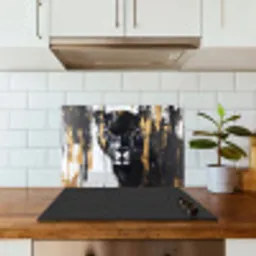 Panter - Zwart - Abstract - Verfstreken keuken achterwand spatscherm klein -sfeer2
