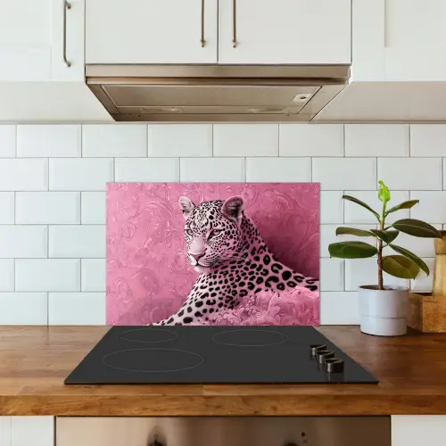 Panter - Luxe - Roze keuken achterwand spatscherm klein -sfeer2