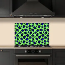 Panterprint - Blauw - Groen keuken achterwand spatscherm klein 900 -sfeer1