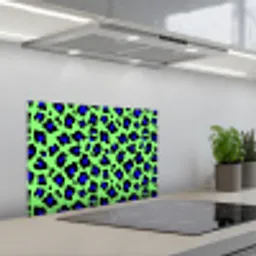 Panterprint - Blauw - Groen keuken achterwand spatscherm klein 900 -3d_schuin