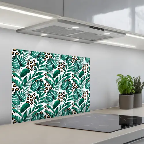 Panterprint - Bladeren - Jungle keuken achterwand spatscherm middel -3d_schuin