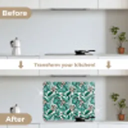 Panterprint - Bladeren - Jungle keuken achterwand spatscherm middel -voor_na_EN