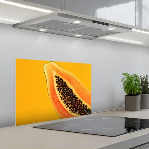 Papaja - Oranje - Topisch keuken achterwand spatscherm klein -3d_schuin