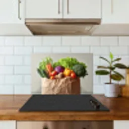Papieren - Boodschappen - Groente - Kleurrijk keuken achterwand spatscherm klein -sfeer2