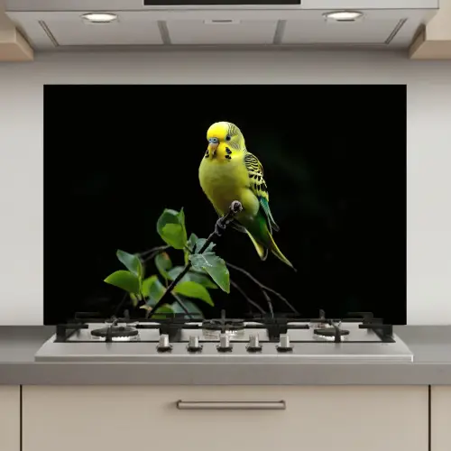 Parkiet - Tak - Bladeren - Geel keuken achterwand spatscherm klein -3d_website