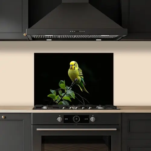 Parkiet - Tak - Bladeren - Geel keuken achterwand spatscherm klein -sfeer1