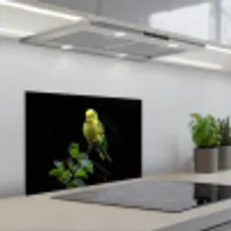 Parkiet - Tak - Bladeren - Geel keuken achterwand spatscherm klein -3d_schuin