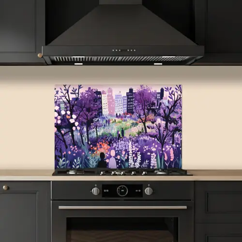 Park - Bomen - Bloemen - Gebouwen keuken achterwand spatscherm klein -sfeer1