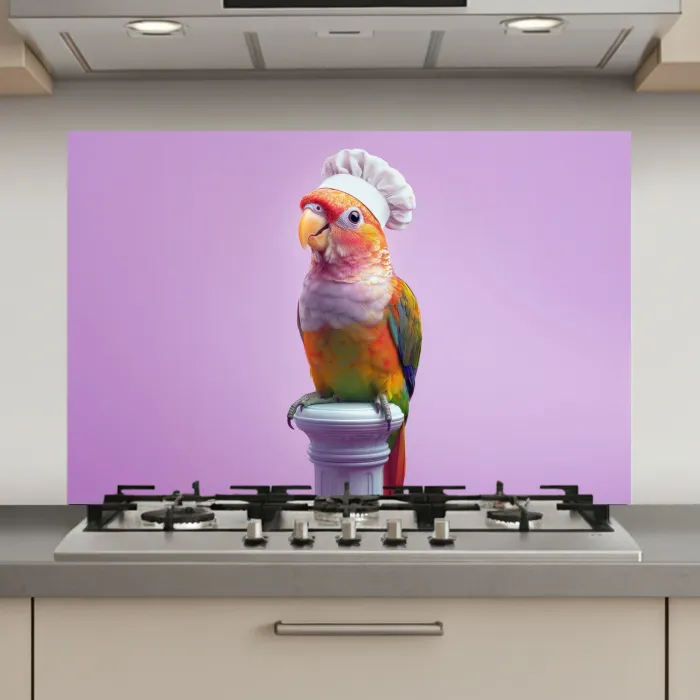 Papegaai - Koksmuts - Pilaar - Vogel keuken achterwand spatscherm klein -3d_website