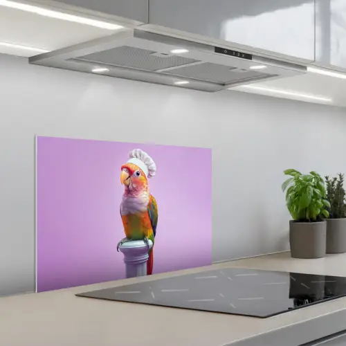 Papegaai - Koksmuts - Pilaar - Vogel keuken achterwand spatscherm klein -3d_schuin