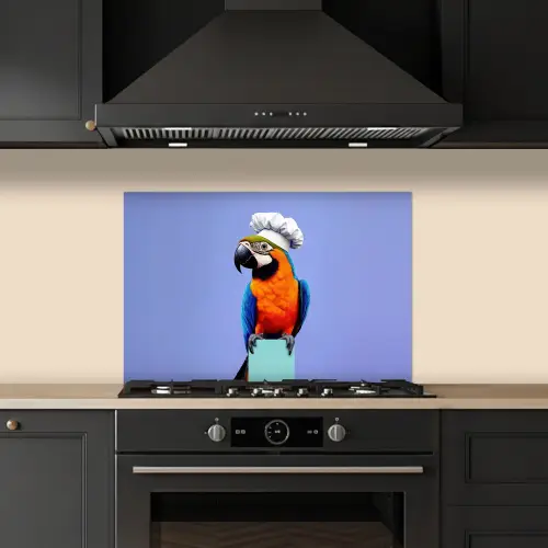 Papegaai - Koksmuts - Vogel - Leuk keuken achterwand spatscherm klein -sfeer1