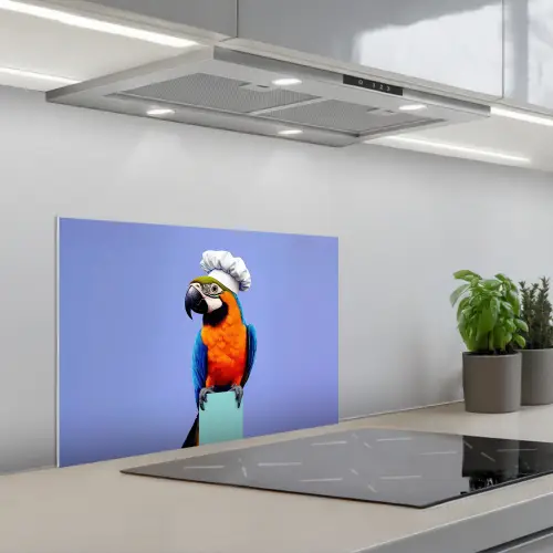 Papegaai - Koksmuts - Vogel - Leuk keuken achterwand spatscherm klein -3d_schuin