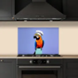 Papegaai - Koksmuts - Vogel - Leuk keuken achterwand spatscherm klein -sfeer1