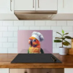 Papegaai - Koksmuts - Nieuwsgierig - Vogel keuken achterwand spatscherm klein -sfeer2