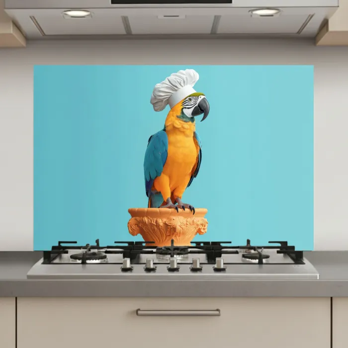 Papegaai - Koksmuts - Grappig - Vogel keuken achterwand spatscherm klein -3d_website