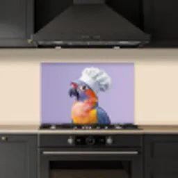 Papegaai - Koksmuts - Paars - Cute keuken achterwand spatscherm klein -sfeer1
