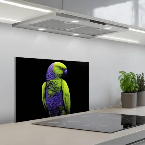 Papegaai - Veren - Opvallend - Groen keuken achterwand spatscherm klein -3d_schuin