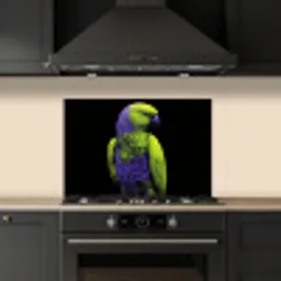 Papegaai - Veren - Opvallend - Groen keuken achterwand spatscherm klein -sfeer1
