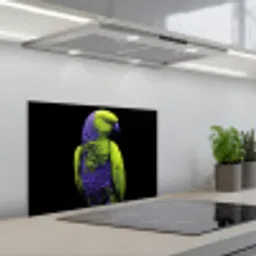 Papegaai - Veren - Opvallend - Groen keuken achterwand spatscherm klein -3d_schuin