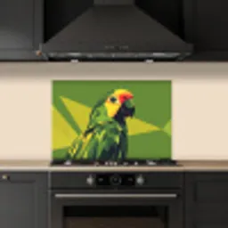 Papegaai - Groen - Snavel - Abstract keuken achterwand spatscherm klein -sfeer1