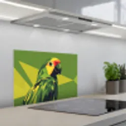 Papegaai - Groen - Snavel - Abstract keuken achterwand spatscherm klein -3d_schuin