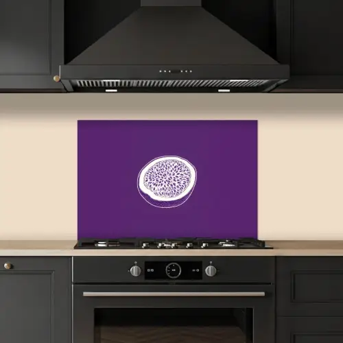 Passievrucht - Zaadjes - Paars - Minimalistisch keuken achterwand spatscherm klein -sfeer1