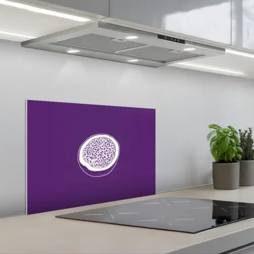 Passievrucht - Zaadjes - Paars - Minimalistisch keuken achterwand spatscherm klein -3d_schuin