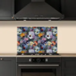 Pastel - Viooltjes - Groen - Patroon keuken achterwand spatscherm klein 900 -sfeer1