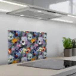 Pastel - Viooltjes - Groen - Patroon keuken achterwand spatscherm klein 900 -3d_schuin