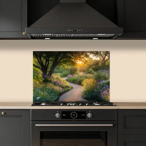 Pad - Bloemen - Park keuken achterwand spatscherm klein -sfeer1