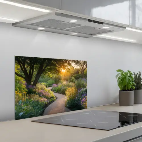 Pad - Bloemen - Park keuken achterwand spatscherm klein -3d_schuin