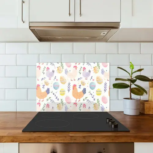 Patroon - Kip - Paaseieren keuken achterwand spatscherm klein -sfeer2