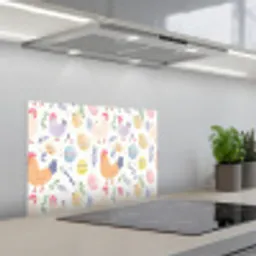 Patroon - Kip - Paaseieren keuken achterwand spatscherm klein -3d_schuin