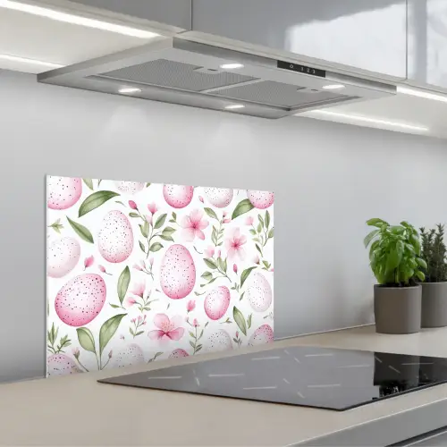 Patroon - Eieren - Roze - Pasen keuken achterwand spatscherm klein -3d_schuin