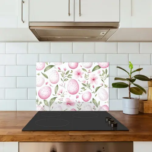 Patroon - Eieren - Roze - Pasen keuken achterwand spatscherm klein -sfeer2