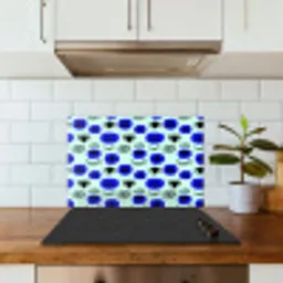 Patroon - Oog - Mint - Blauw keuken achterwand spatscherm klein 900 -sfeer2