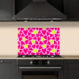 Patroon - Hart - Roze - Groen keuken achterwand spatscherm klein 900 -sfeer1