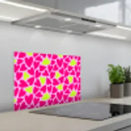 Patroon - Hart - Roze - Groen keuken achterwand spatscherm klein 900 -3d_schuin