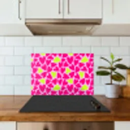 Patroon - Hart - Roze - Groen keuken achterwand spatscherm klein 900 -sfeer2